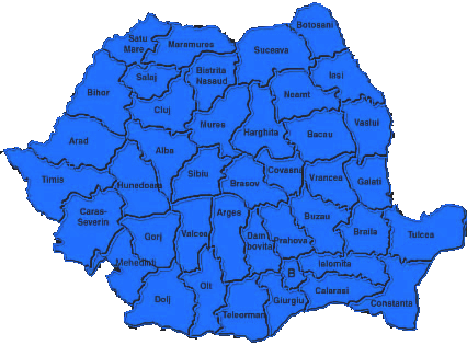 Judetele Romaniei (lista: resedinte, populatie, suprafata, prefix, cod postal)